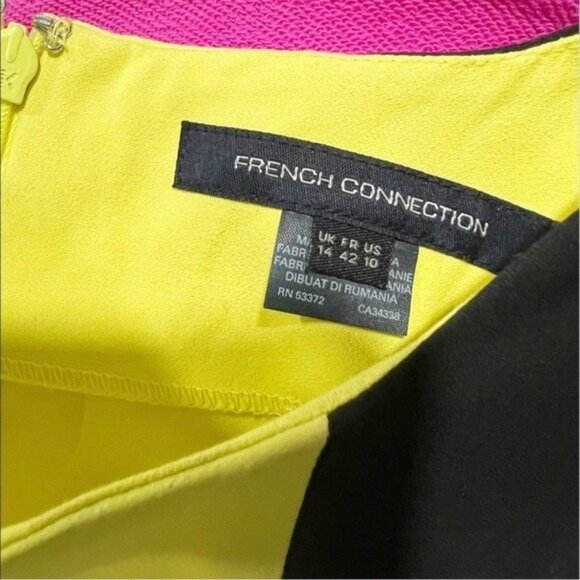 French Connection Colorblock Shift Dress – Butter Yellow & Black • Size 10 - Picture 4 of 5